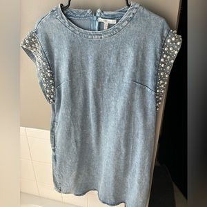 PASTEL denim embellished dress